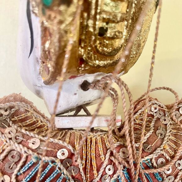 Thai Marionette Puppet 1960s Vintage 23 1/2 Inches, Sequined Traditional Dress, - Picture 10 of 11